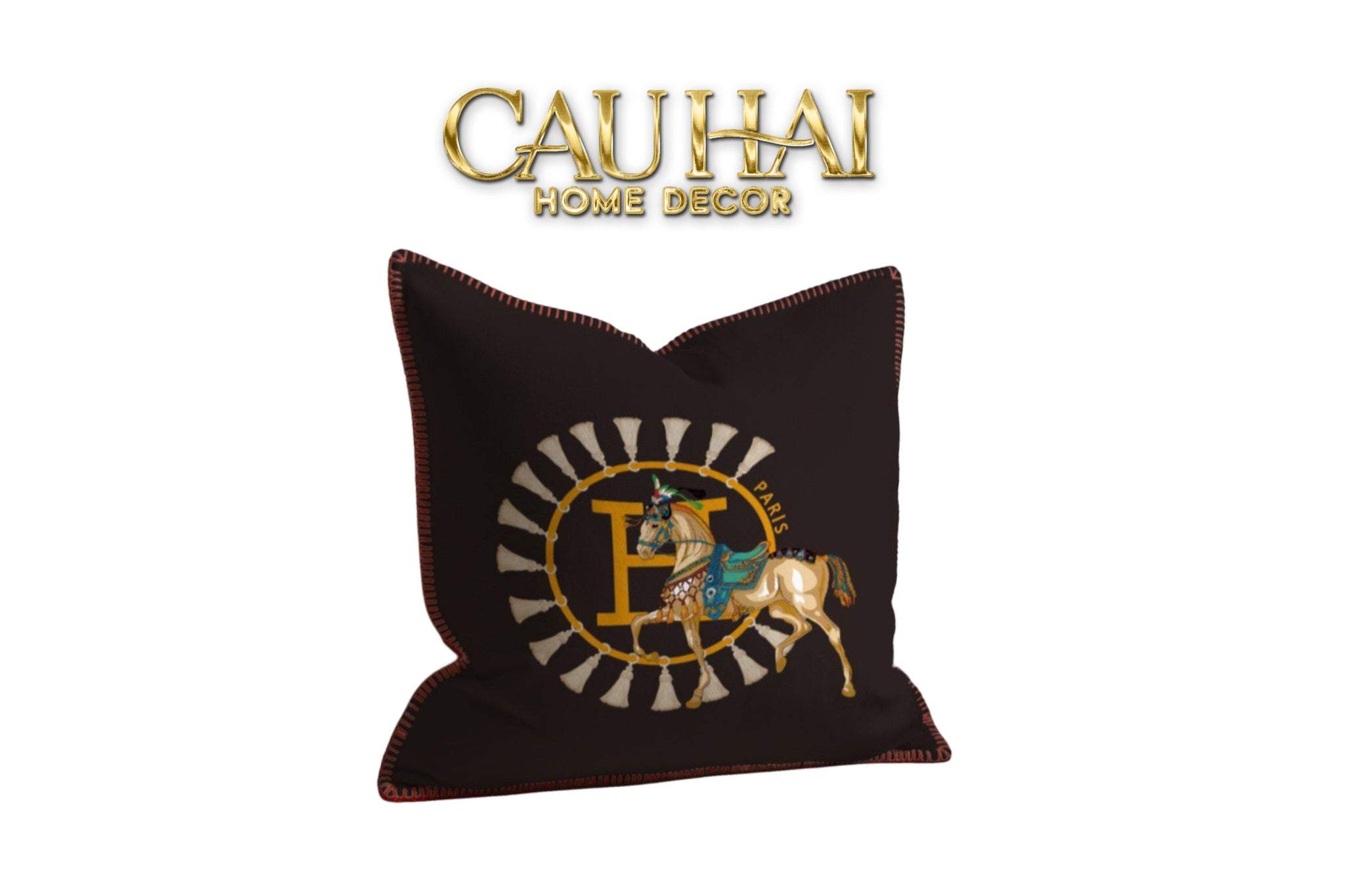 VỎ GỐI NHUNG SIGNATURE CHARIOTS REGAL SAVOIR 45 - CẬU HAI HOME DECOR