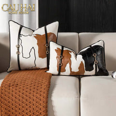 Vỏ Gối Nhung Triptyque Équestre Moderne Embroidered Belt 45-CẬU HAI HOME DECOR