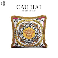 Vỏ Gối Nhung V Class Medusa Head Printed - White 45.-CẬU HAI HOME DECOR
