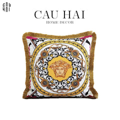 Vỏ Gối Nhung V Class Medusa Head Printed - White 45.-CẬU HAI HOME DECOR