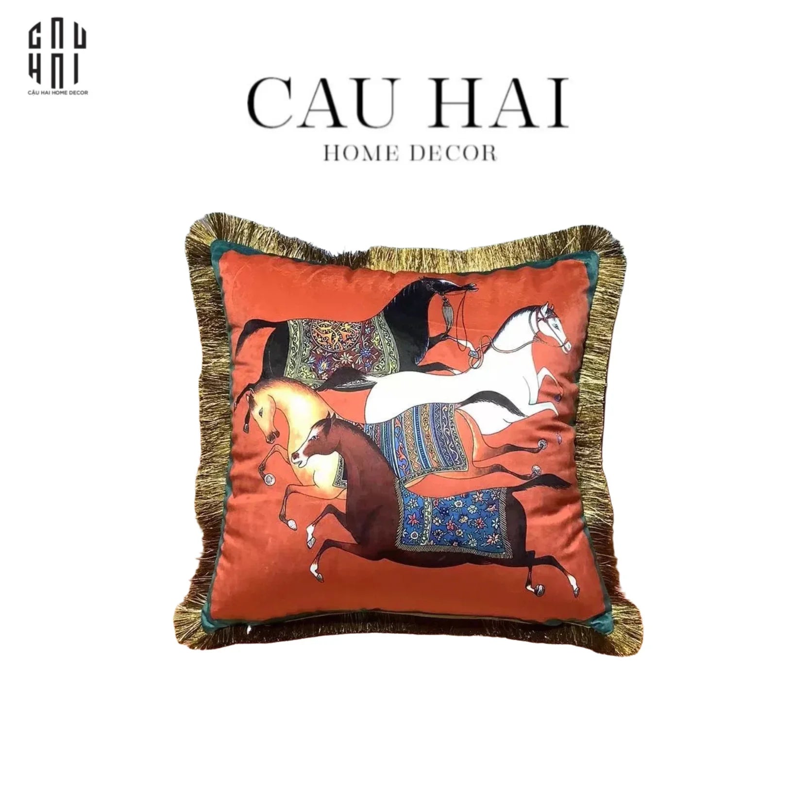 VỎ GỐI RUNNING STEED 45. - ORANGE-CẬU HAI HOME DECOR