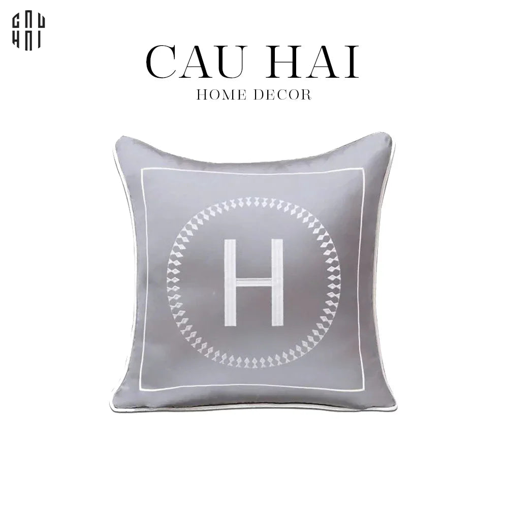 Vỏ Gối Sofa Lụa Helion - Gray 45.-CẬU HAI HOME DECOR
