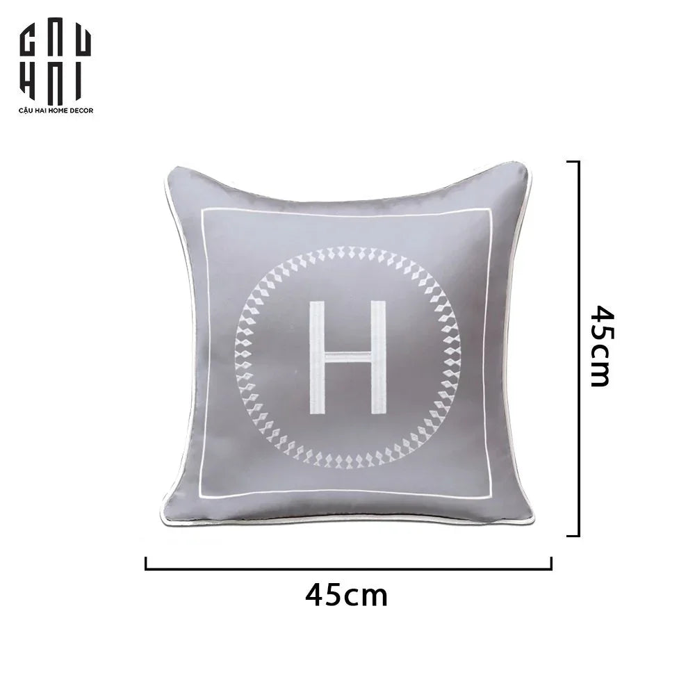 VỎ GỐI SOFA LỤA HELION - GRAY 45.-CẬU HAI HOME DECOR