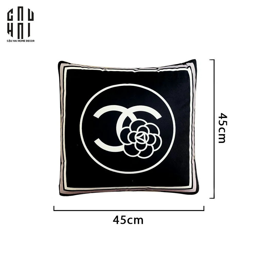 VỎ GỐI NHUNG FLORAL CAMELIA 45.-CẬU HAI HOME DECOR