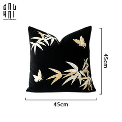 Vỏ Gối Sofa Nhung Golden Bamboo Papillon 45 Ss25-CẬU HAI HOME DECOR