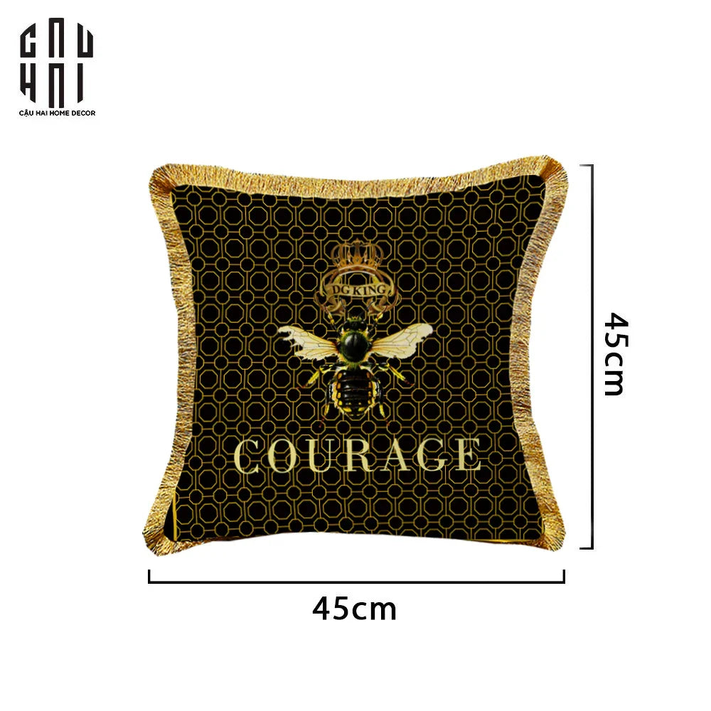 VỎ GỐI SOFA NHUNG GOLDEN BEE 45.-CẬU HAI HOME DECOR