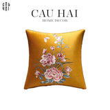 Tết Couture - Vỏ Gối Sofa Nhung Hoạ Tiết Thêu Kim Hưng Phát 45. - CẬU HAI HOME DECOR