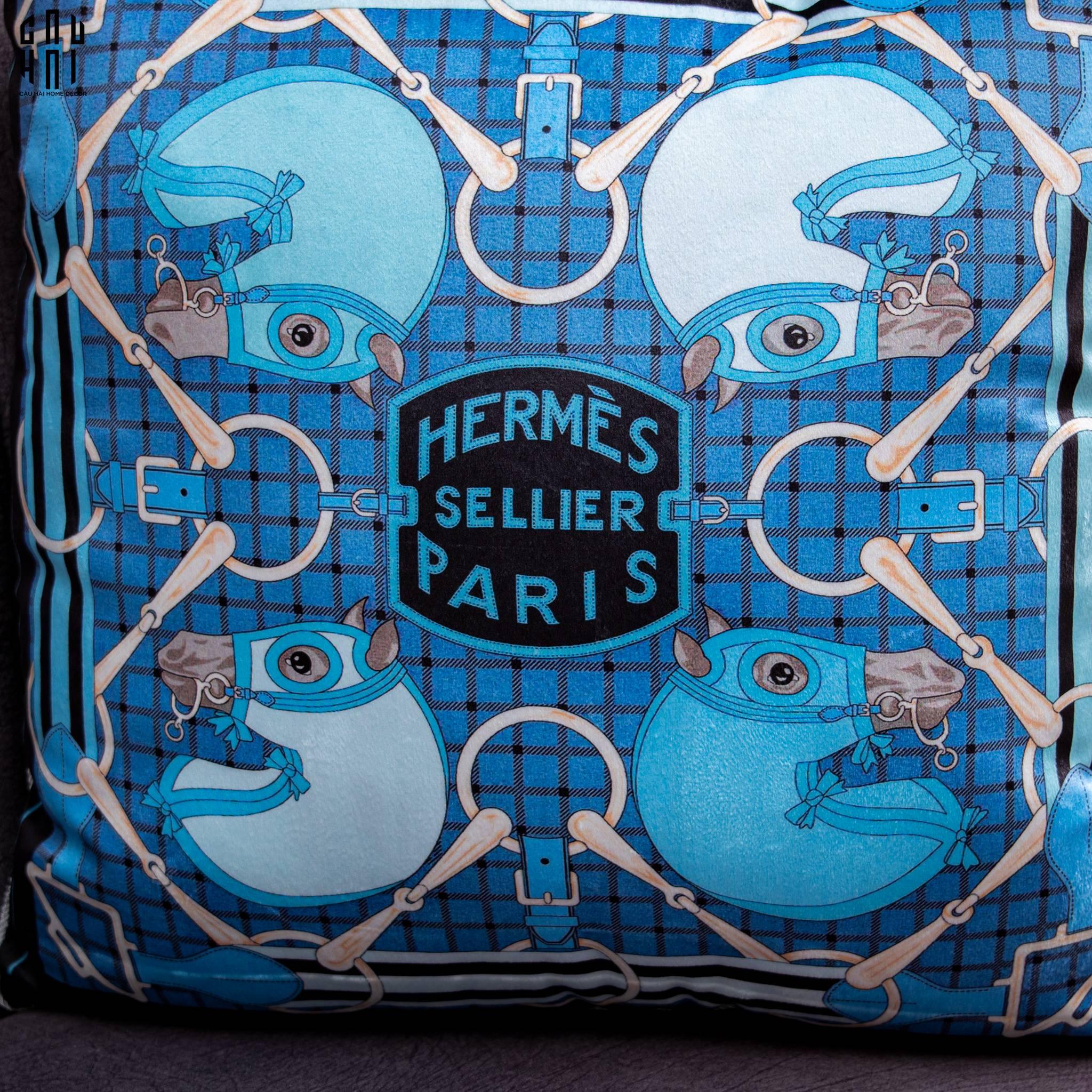 VỎ GỐI SOFA NHUNG TATERSALE BLUE 45X45CM-CẬU HAI HOME DECOR