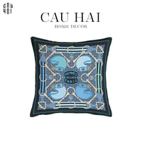 Vỏ Gối Sofa Nhung Tatersale Blue 45X45Cm-CẬU HAI HOME DECOR