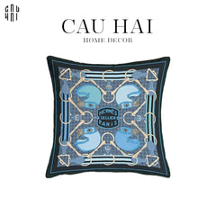 Vỏ Gối Sofa Nhung Tatersale Blue 45X45Cm-CẬU HAI HOME DECOR