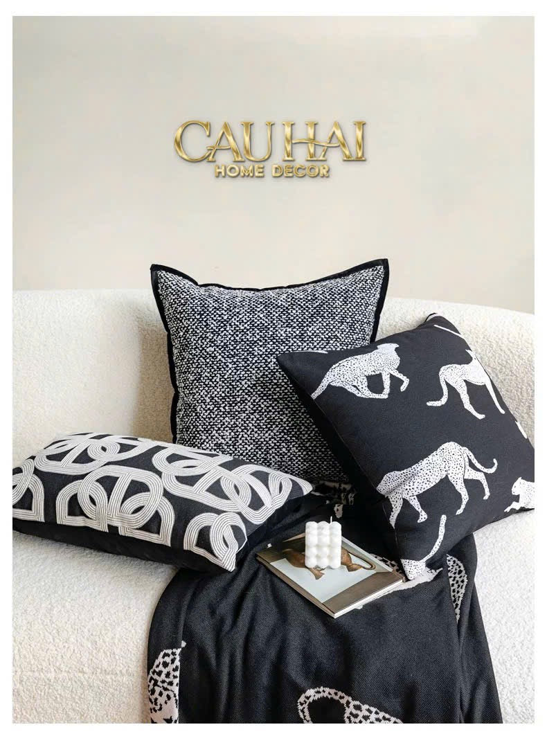 VỎ GỐI SOFA SỢI VẢI CANVAS PANTHERA 45.-CẬU HAI HOME DECOR