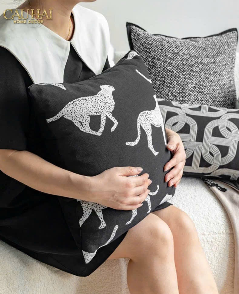VỎ GỐI SOFA SỢI VẢI CANVAS PANTHERA 45.-CẬU HAI HOME DECOR