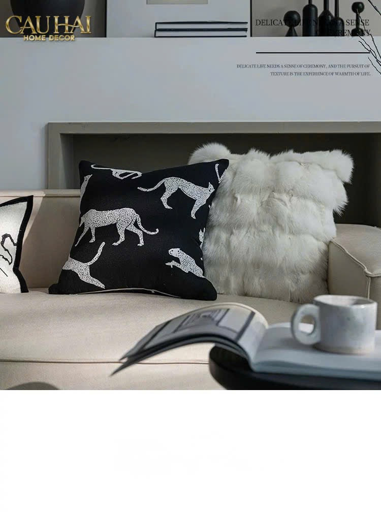 VỎ GỐI SOFA SỢI VẢI CANVAS PANTHERA 45.-CẬU HAI HOME DECOR
