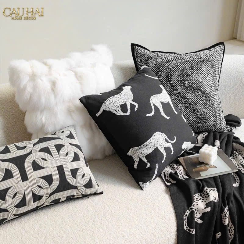 VỎ GỐI SOFA SỢI VẢI CANVAS PANTHERA 45.-CẬU HAI HOME DECOR