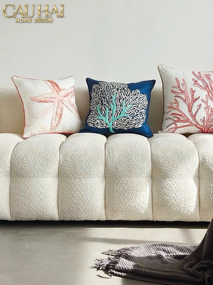 VỎ GỐI THÊU SAN HÔ ROUGE EMBROIDERY CORAL 50-CẬU HAI HOME DECOR