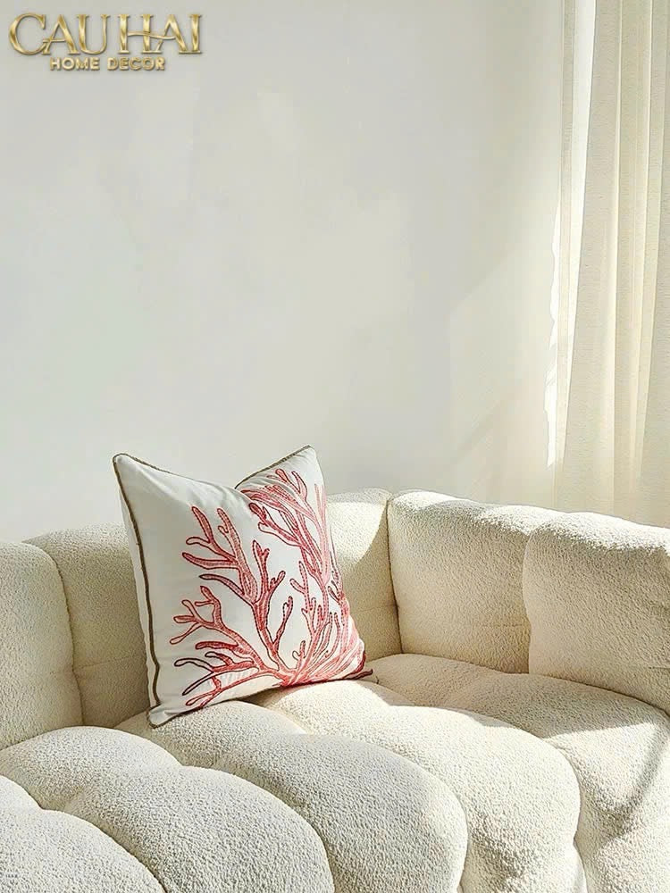 VỎ GỐI THÊU SAN HÔ ROUGE EMBROIDERY CORAL 50-CẬU HAI HOME DECOR