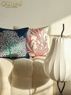 Vỏ Gối Thêu San Hô Rouge Embroidery Coral 50-CẬU HAI HOME DECOR