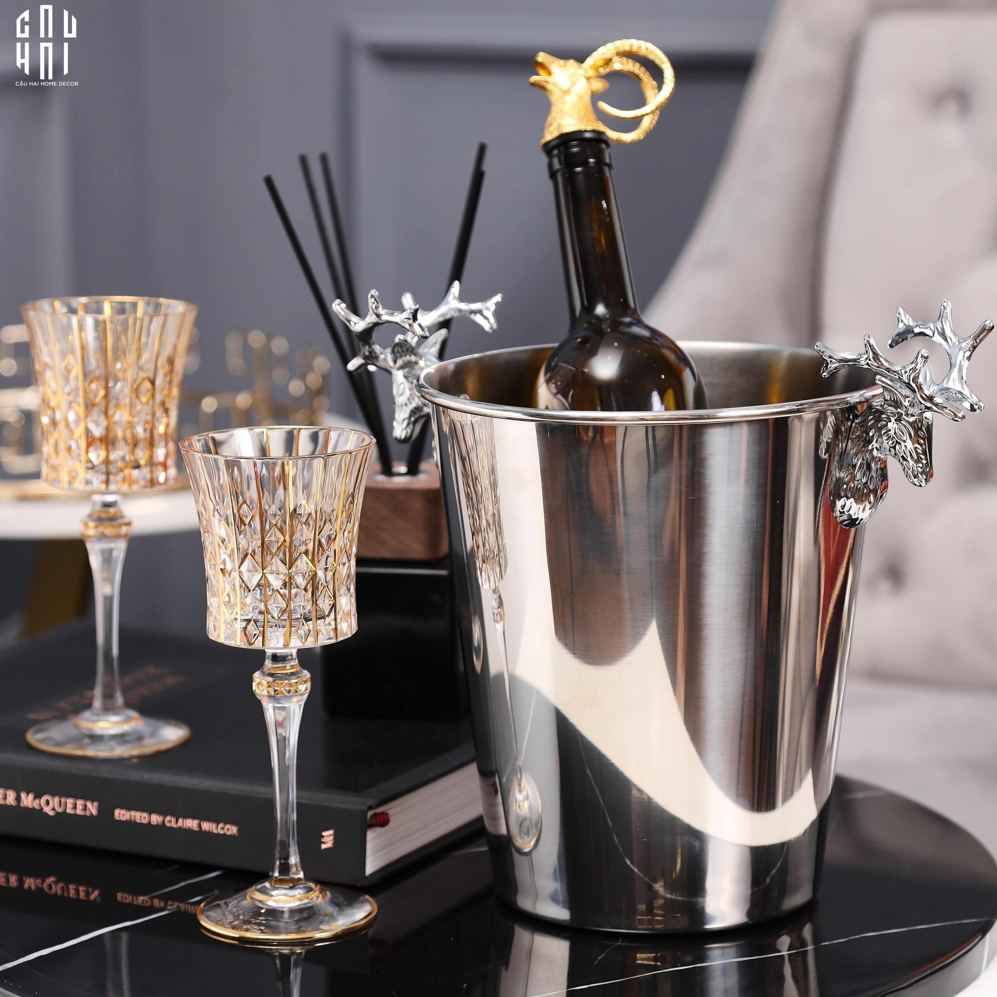 VÒI RÓT LIQUOR - GOLDEN ELK POURER WINE SPOUT-CẬU HAI HOME DECOR
