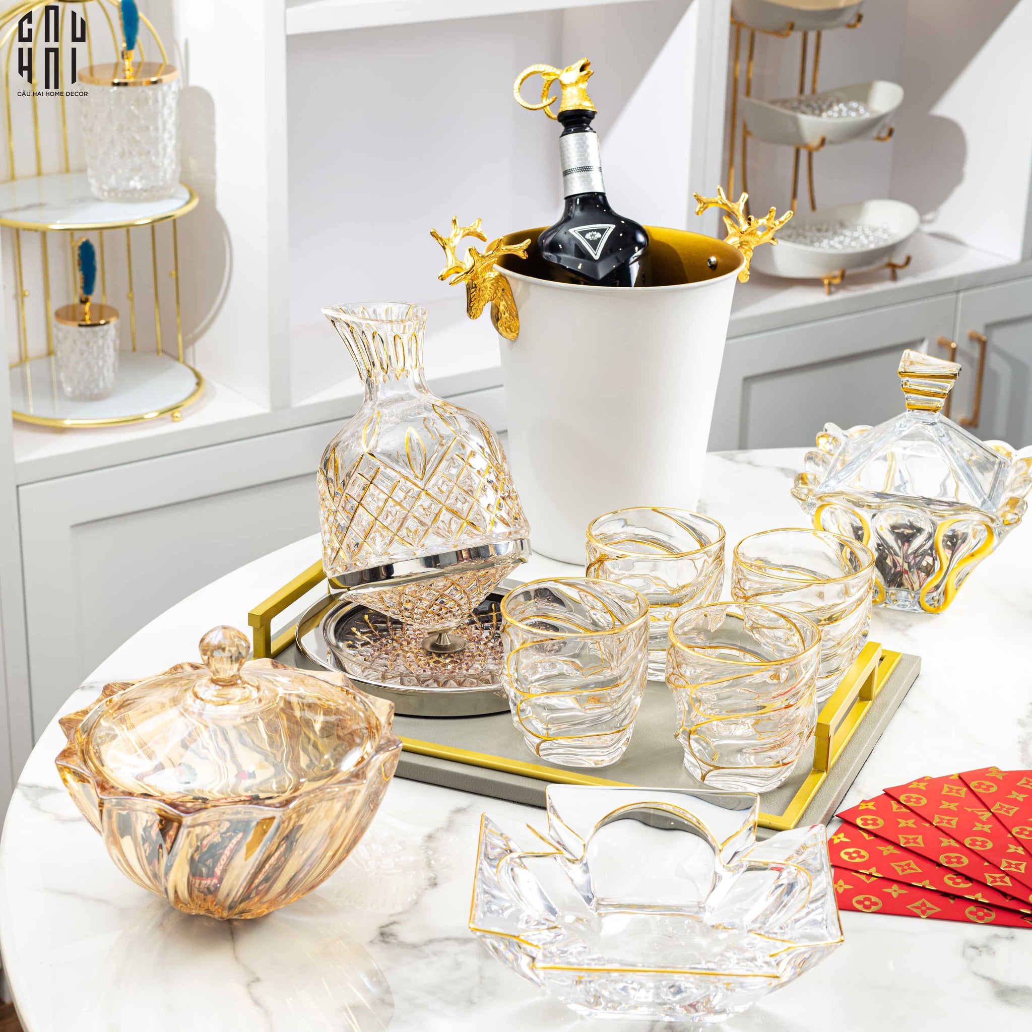 VÒI RÓT LIQUOR - GOLDEN ELK POURER WINE SPOUT-CẬU HAI HOME DECOR