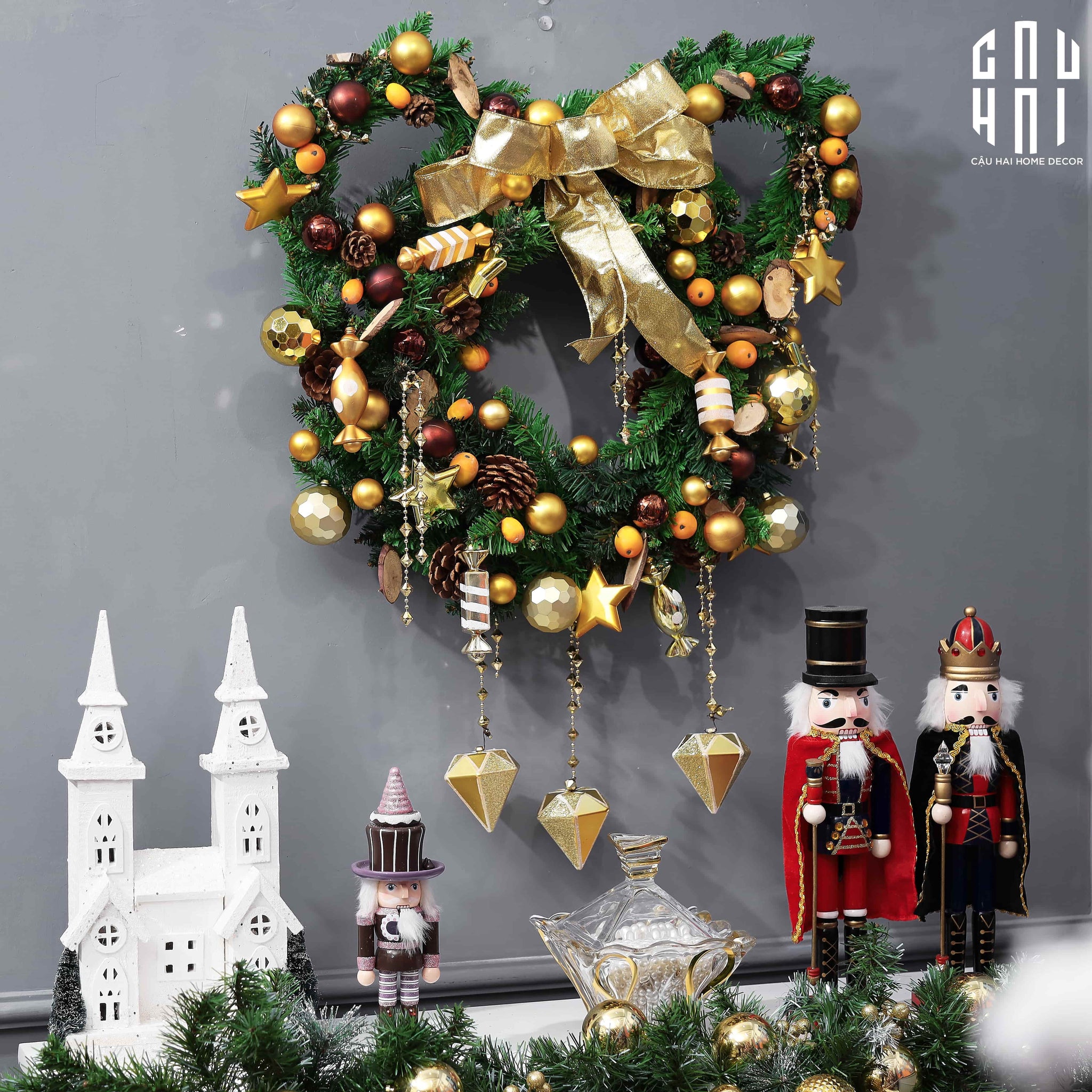 VÒNG GIÁNG SINH - MICKEY CHRISTMAS WREATH 90 - CẬU HAI HOME DECOR