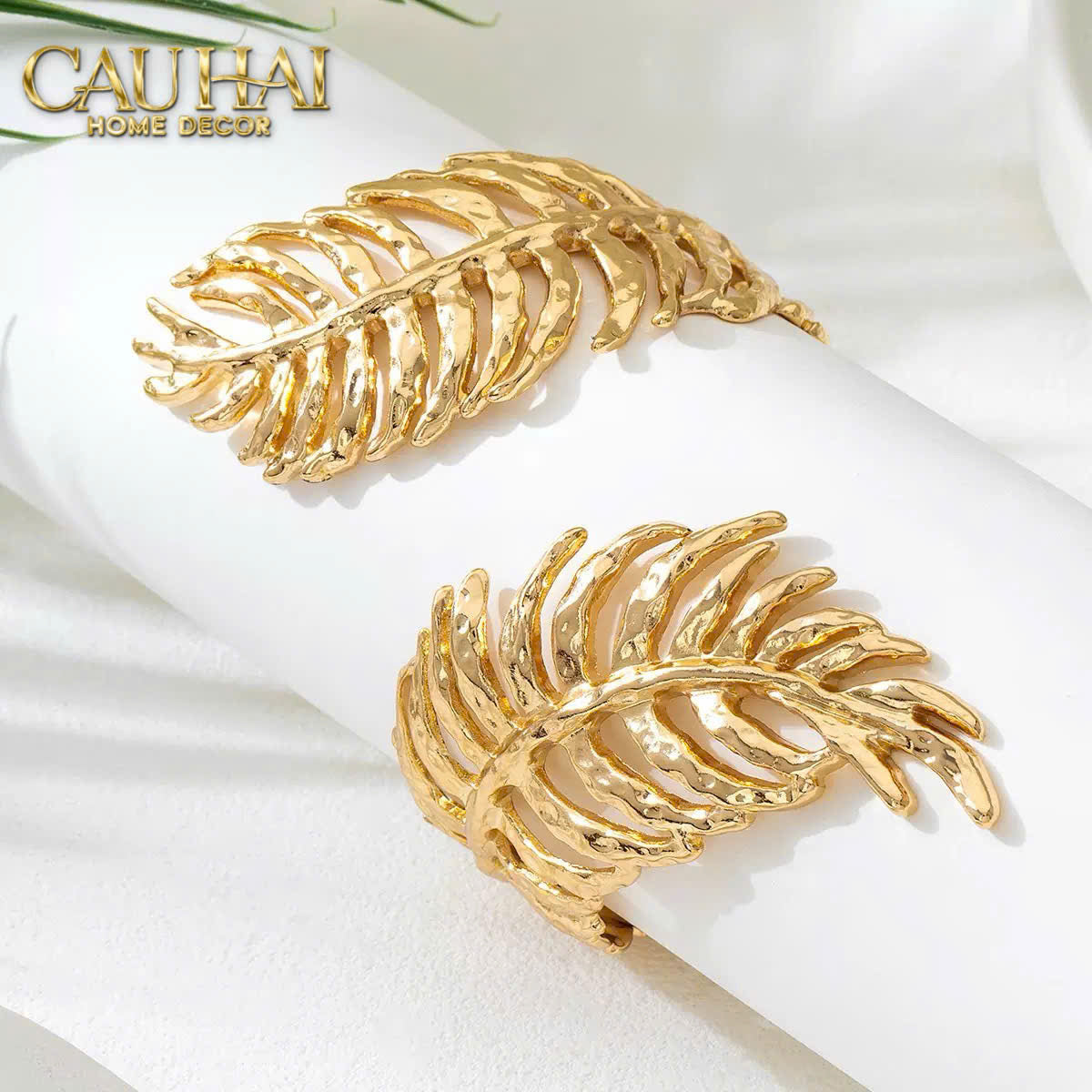 Vòng Khăn Ăn - Gilded Willow Leaf Dinnerware Napkin Ring-SET CHÉN DĨA-Đối tác tại Trung Quốc theo từng đơn đặt hàng-CẬU HAI HOME DECOR