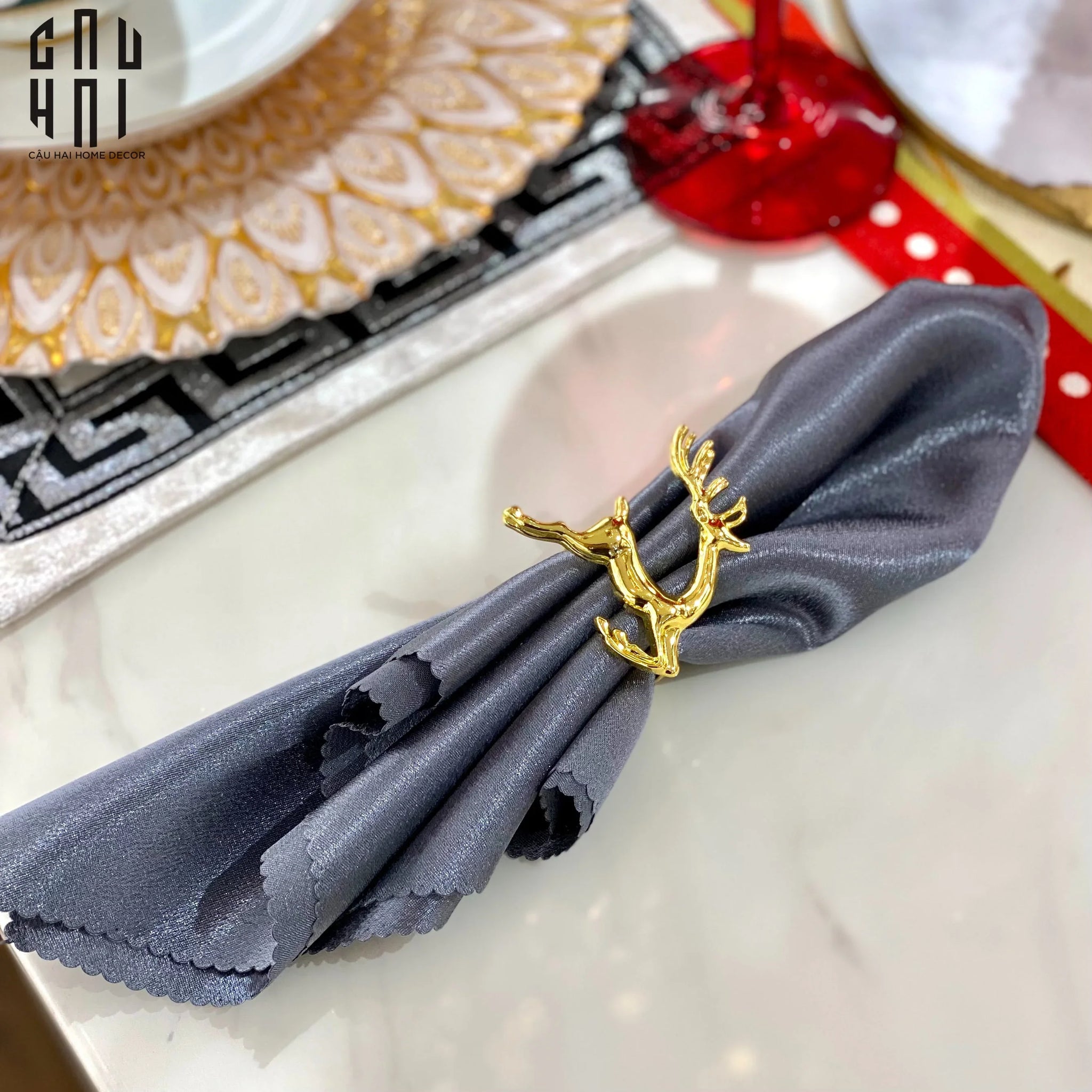 VÒNG KHĂN ĂN - GOLDEN DEER NAPKIN RING - CẬU HAI HOME DECOR