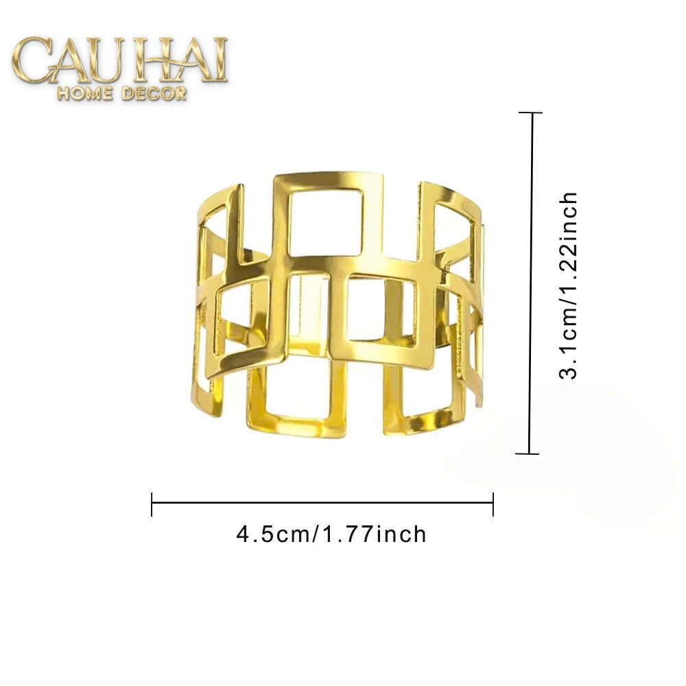 Vòng Khăn Ăn Metal Lattice D'Or 6pcs - Napkin Ring-VÒNG KHĂN ĂN-CẬU HAI HOME DECOR-CẬU HAI HOME DECOR