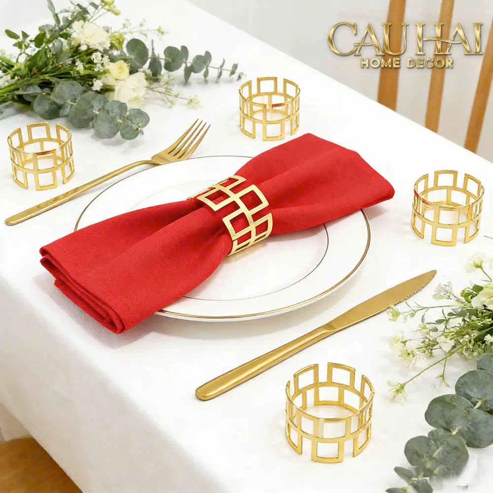 Vòng Khăn Ăn Metal Lattice D'Or 6pcs - Napkin Ring-VÒNG KHĂN ĂN-CẬU HAI HOME DECOR-CẬU HAI HOME DECOR