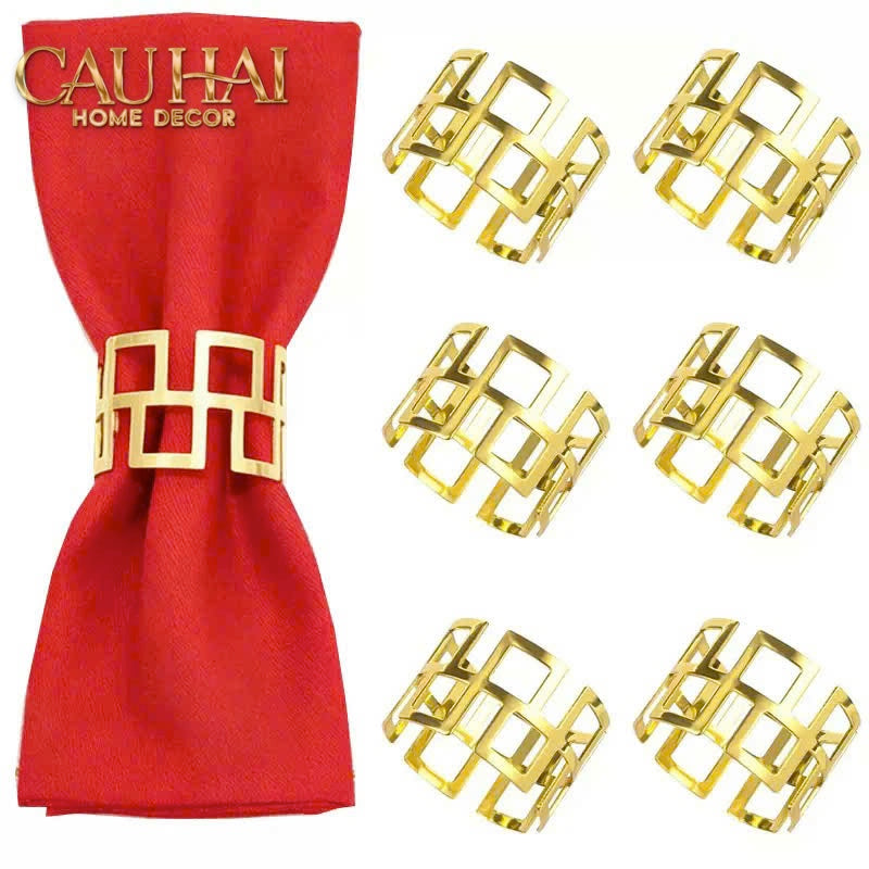 Vòng Khăn Ăn Metal Lattice D'Or 6pcs - Napkin Ring-VÒNG KHĂN ĂN-CẬU HAI HOME DECOR-CẬU HAI HOME DECOR