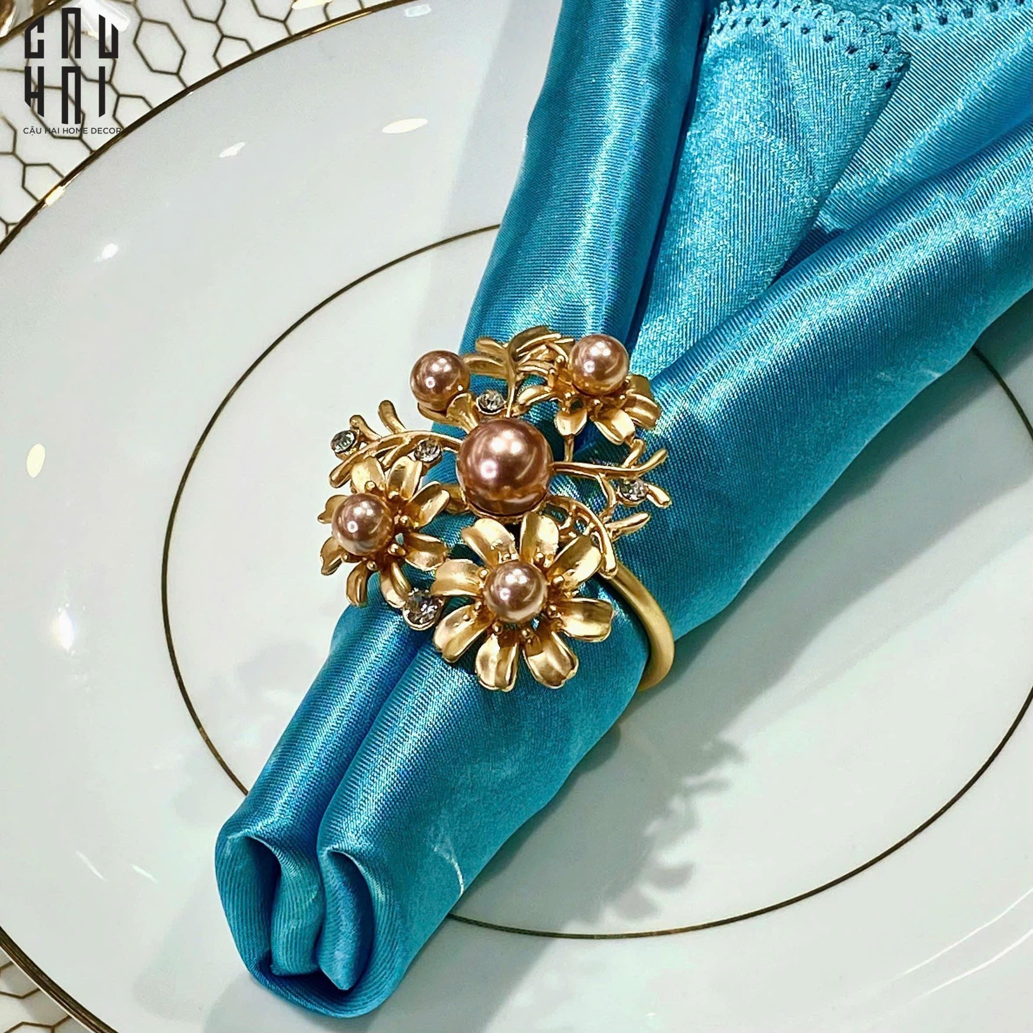 VÒNG KHĂN ĂN - NAPKIN RING GOLDEN BRANCH - CẬU HAI HOME DECOR