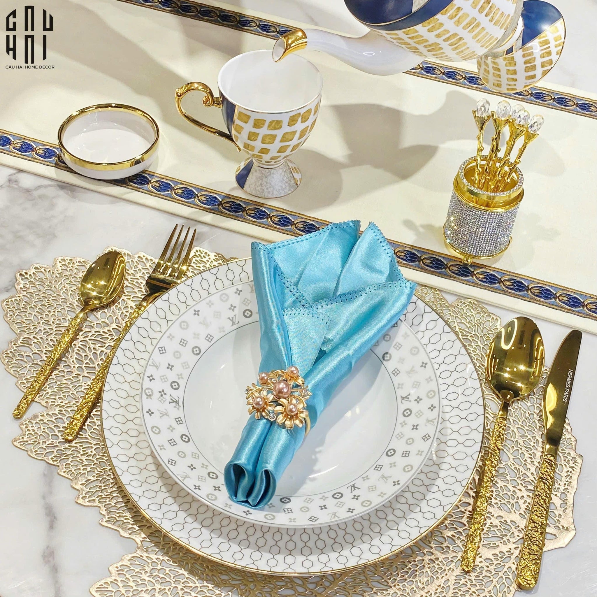 VÒNG KHĂN ĂN - NAPKIN RING GOLDEN BRANCH - CẬU HAI HOME DECOR