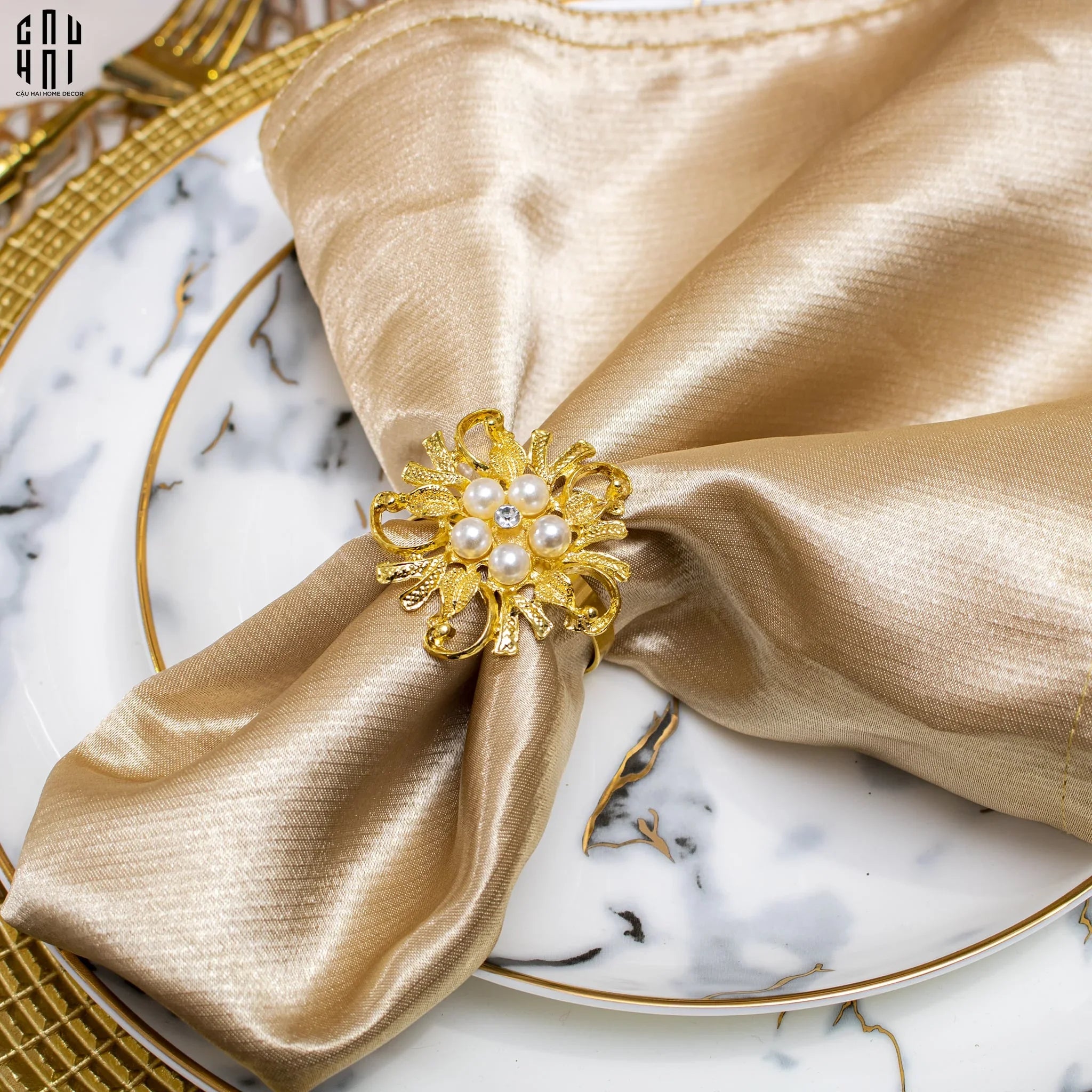 VÒNG KHĂN ĂN - NAPKIN RING GOLDEN PEARL - CẬU HAI HOME DECOR