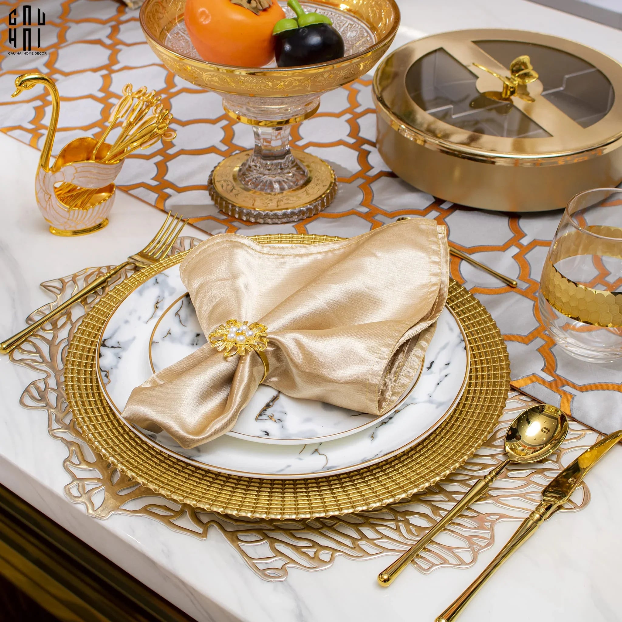 VÒNG KHĂN ĂN - NAPKIN RING GOLDEN PEARL - CẬU HAI HOME DECOR