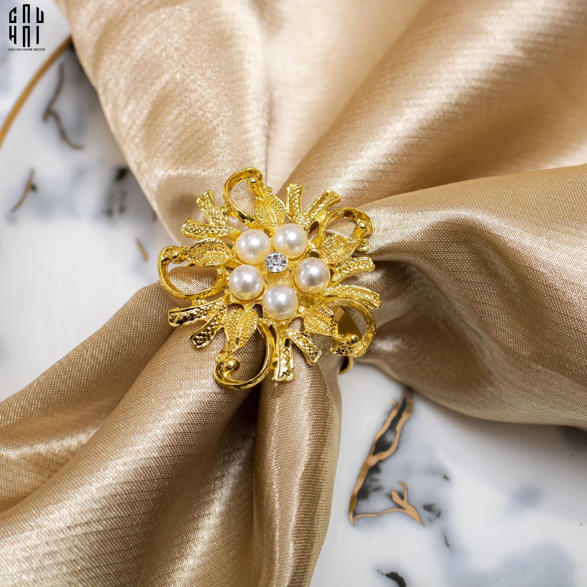 VÒNG KHĂN ĂN - NAPKIN RING GOLDEN PEARL - CẬU HAI HOME DECOR