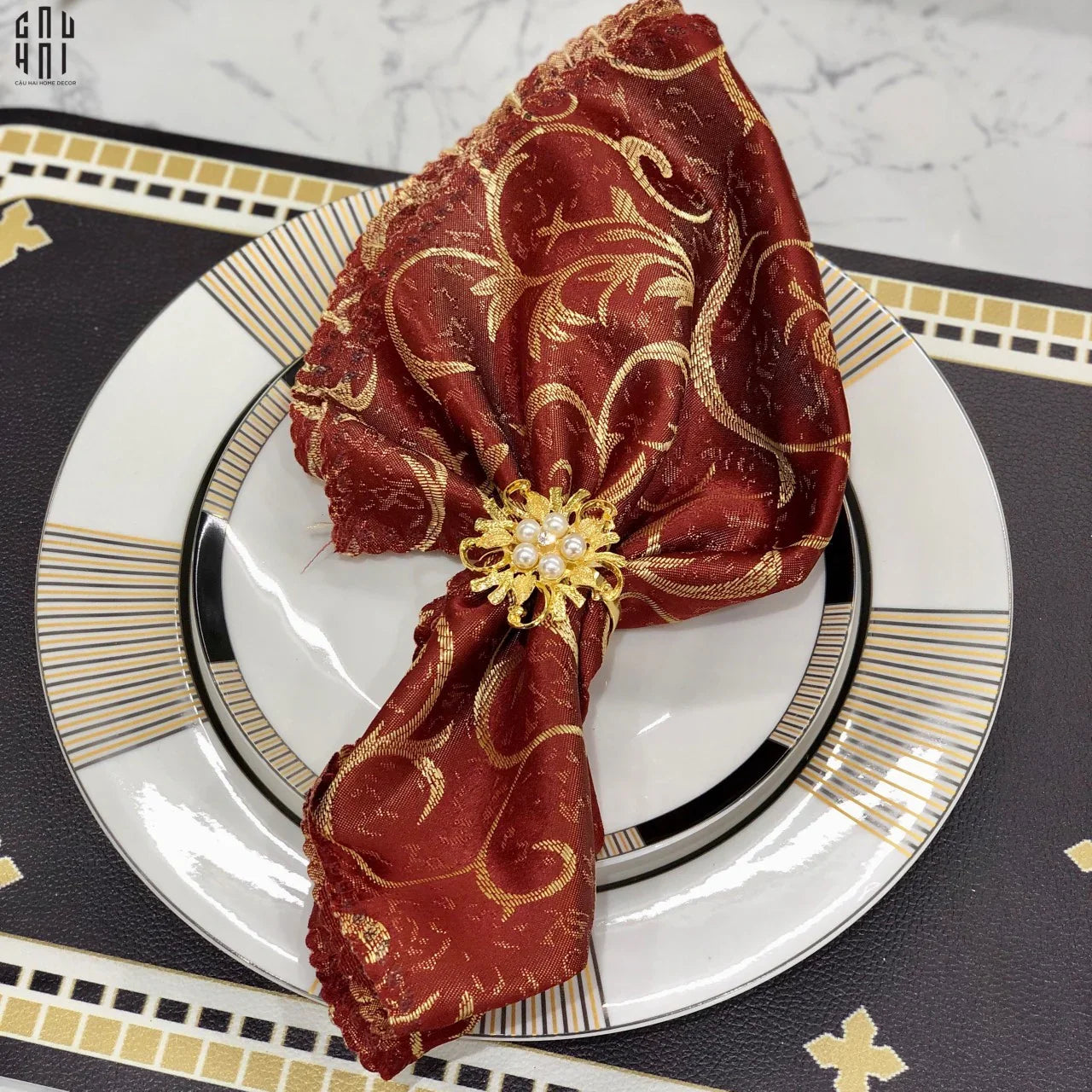 Vòng Khăn Ăn - Napkin Ring Golden Pearl-CẬU HAI HOME DECOR