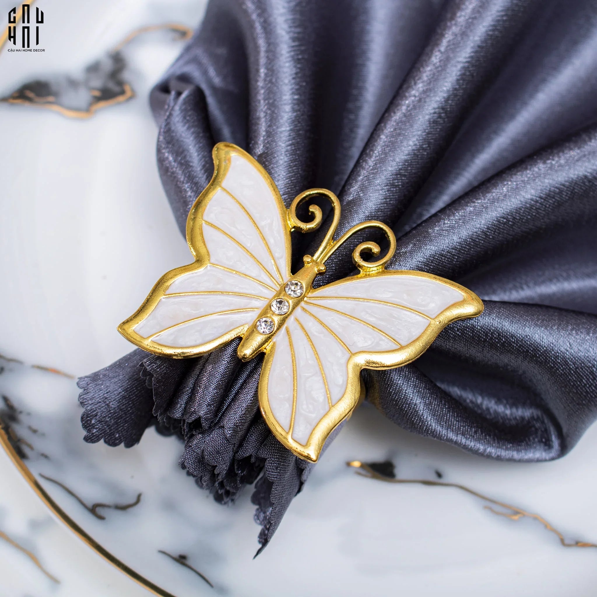 VÒNG KHĂN ĂN - NAPKIN RING NEW GOLDEN BUTTERFLY - CẬU HAI HOME DECOR