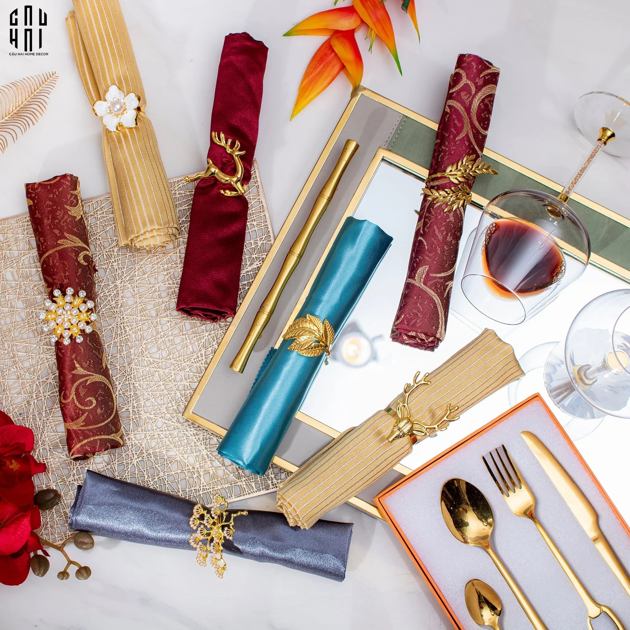 VÒNG KHĂN ĂN - NAPKIN RING NEW GOLDEN BUTTERFLY - CẬU HAI HOME DECOR