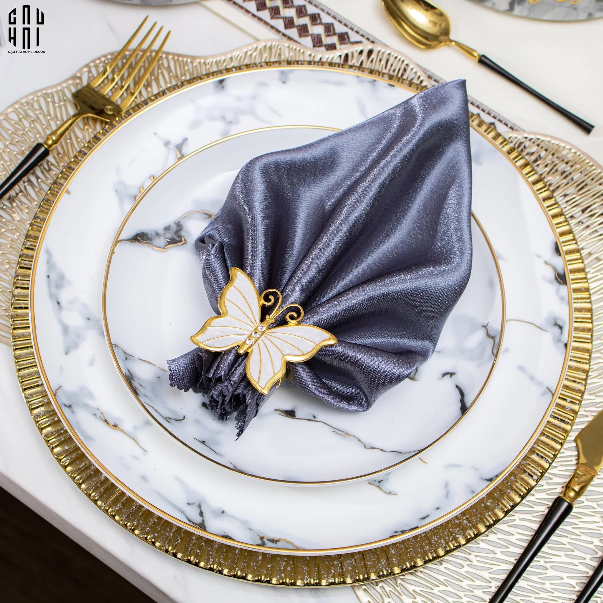 VÒNG KHĂN ĂN - NAPKIN RING NEW GOLDEN BUTTERFLY - CẬU HAI HOME DECOR