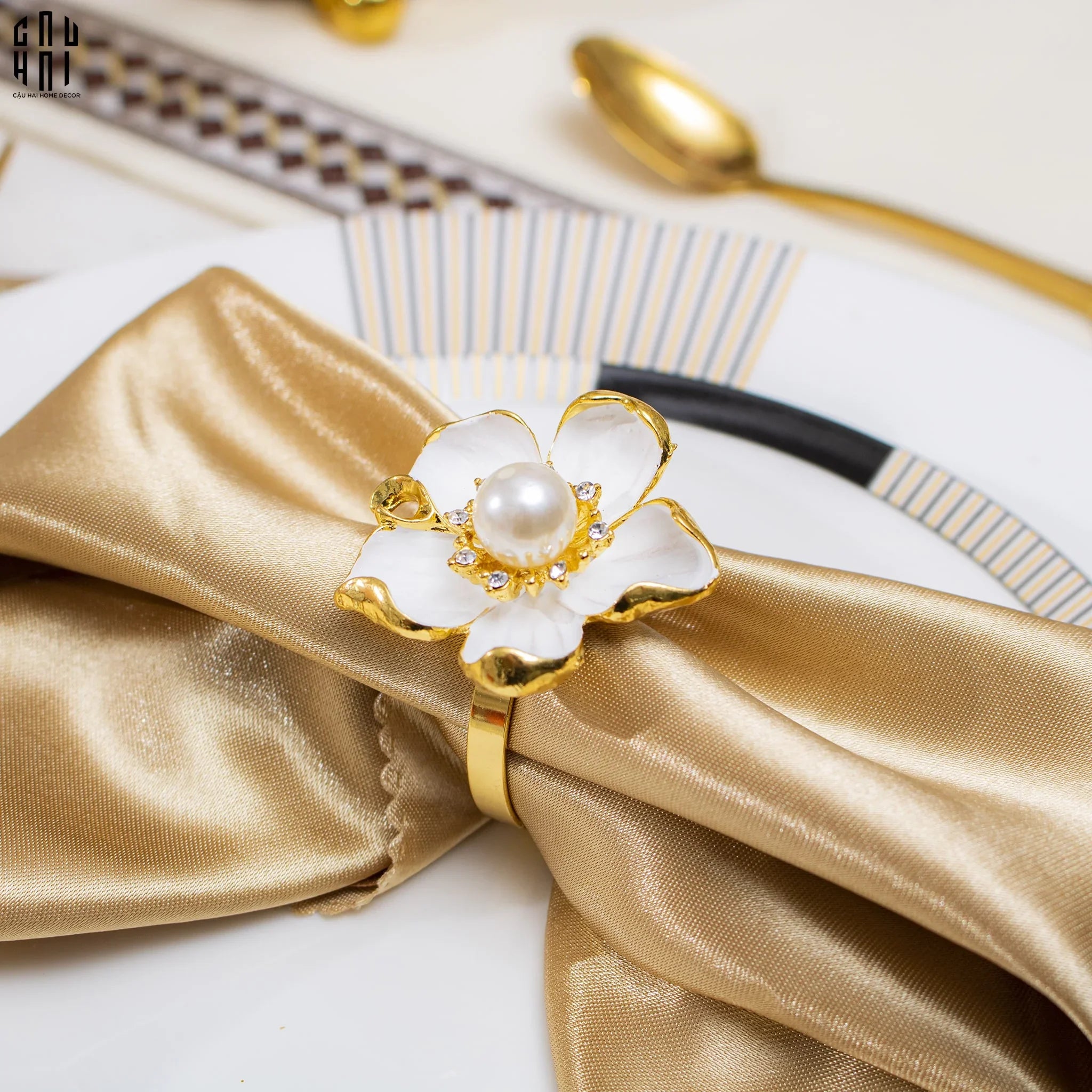 VÒNG KHĂN ĂN - NAPKIN RING PEONY PREMIUM - CẬU HAI HOME DECOR