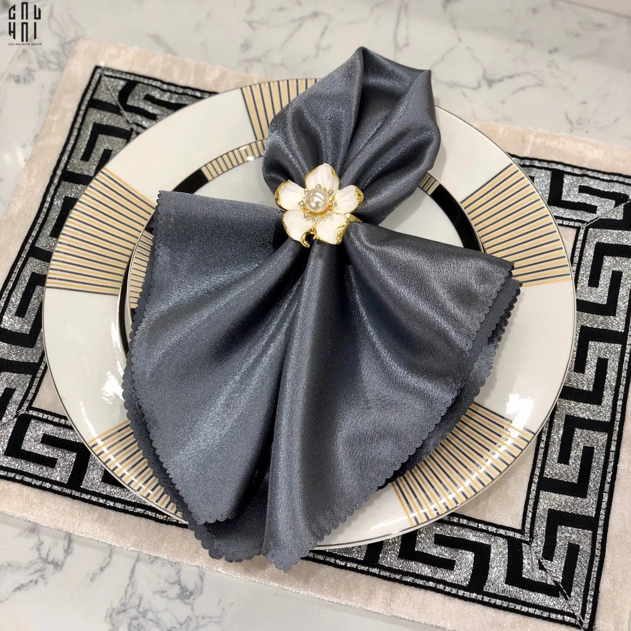 VÒNG KHĂN ĂN - NAPKIN RING PEONY PREMIUM - CẬU HAI HOME DECOR