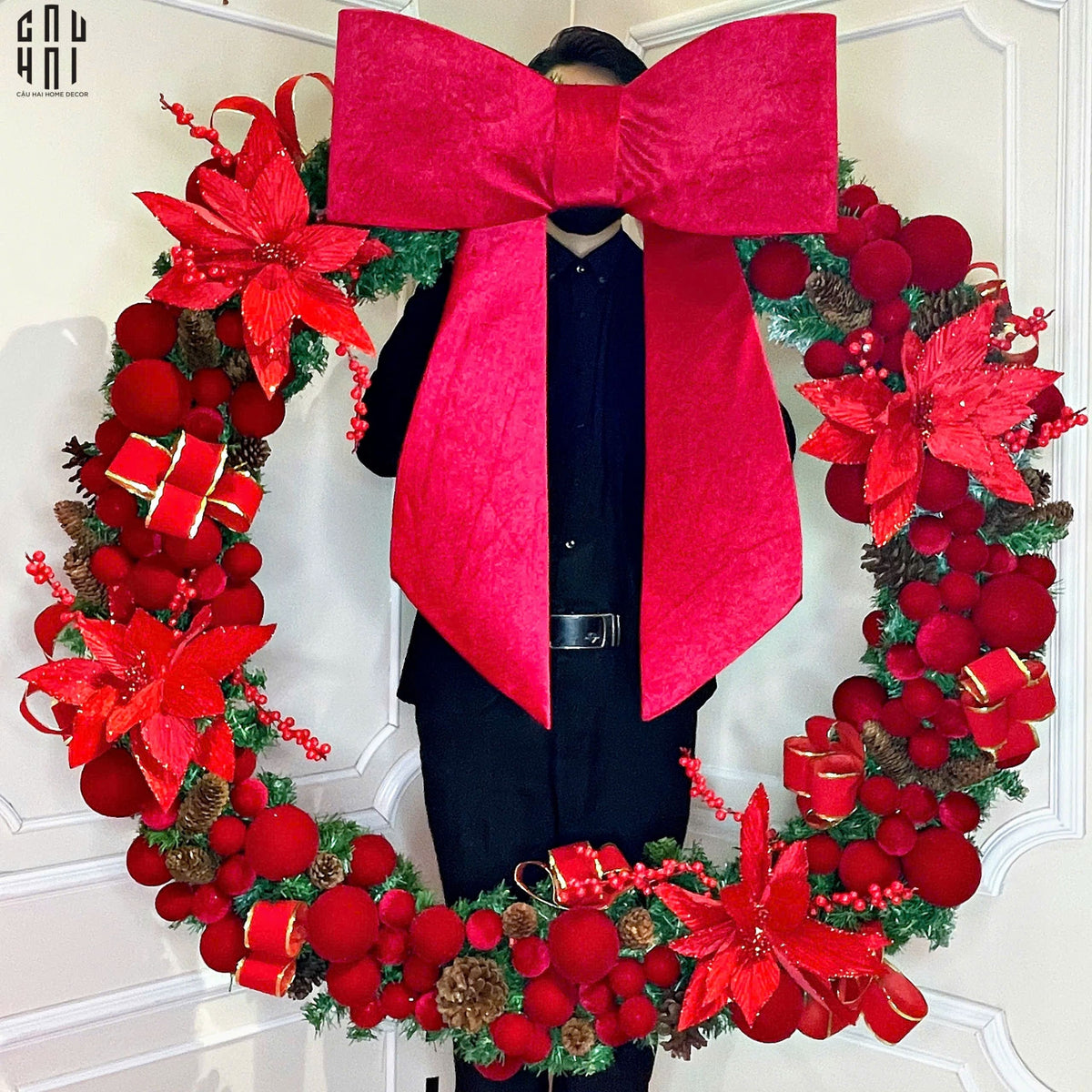 Vòng Treo Giáng Sinh Super Red Bow Tie 110Cm-TRANG TRÍ GIÁNG SINH-Đối tác tại Trung Quốc theo từng đơn đặt hàng-CẬU HAI HOME DECOR