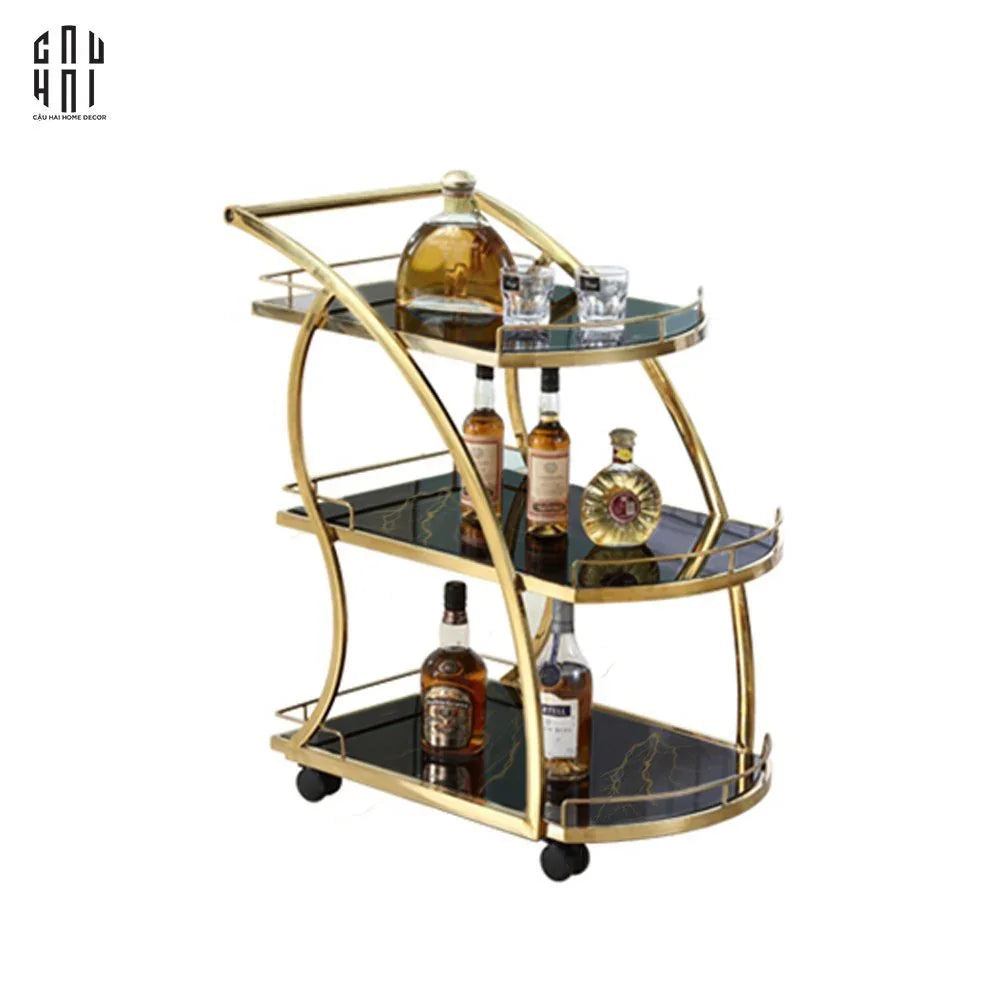 XE ĐẨY QUẦY BAR STANLEY - STANLEY BAR CART - BLACK SS25-CẬU HAI HOME DECOR