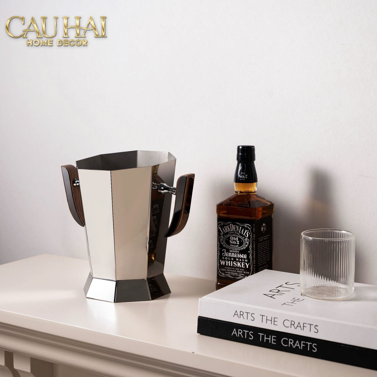 Xô Đá Metal Facet Sterling Walnut-XÔ ĐÁ-CẬU HAI HOME DECOR-CẬU HAI HOME DECOR