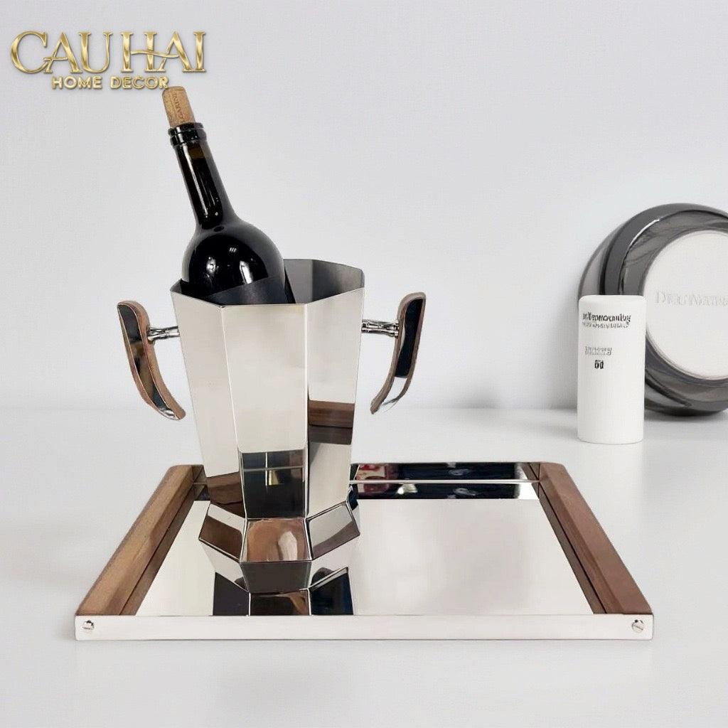 Xô Đá Metal Facet Sterling Walnut-XÔ ĐÁ-CẬU HAI HOME DECOR-CẬU HAI HOME DECOR