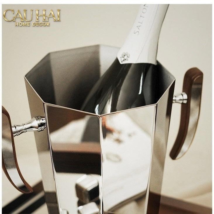 Xô Đá Metal Facet Sterling Walnut-XÔ ĐÁ-CẬU HAI HOME DECOR-CẬU HAI HOME DECOR