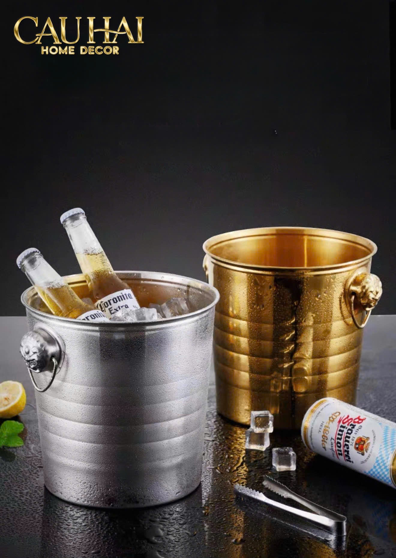 XÔ ĐÁ ROYAL BEAST SILVER ICE BUCKET - CẬU HAI HOME DECOR