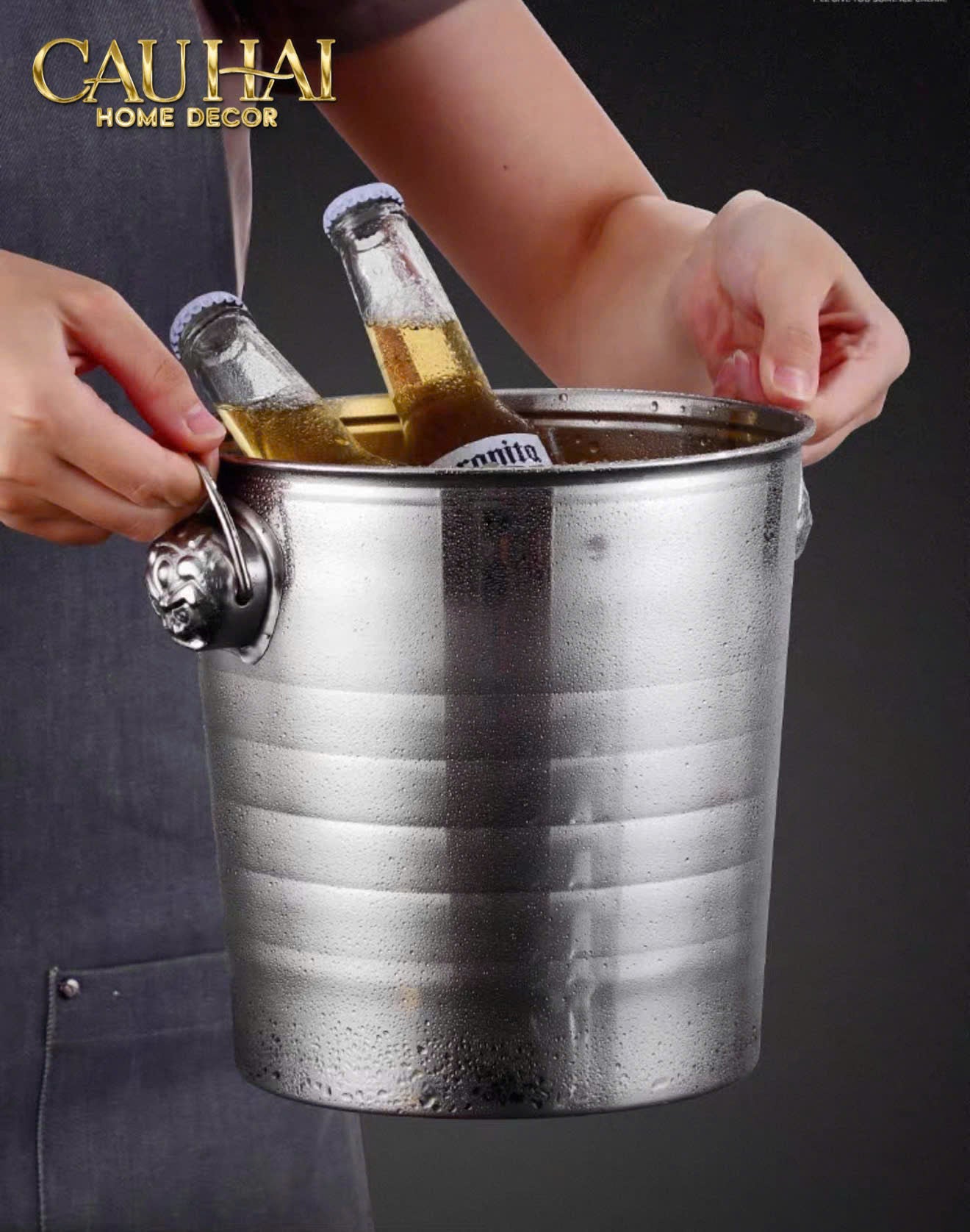 XÔ ĐÁ ROYAL BEAST SILVER ICE BUCKET - CẬU HAI HOME DECOR