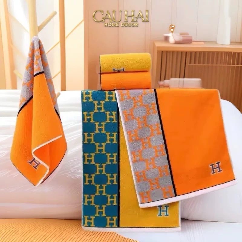 SET 2 KHĂN MẶT 40X90 - SIGNATURE H - SUN & SKY COLOR - FACE TOWEL - CẬU HAI HOME DECOR