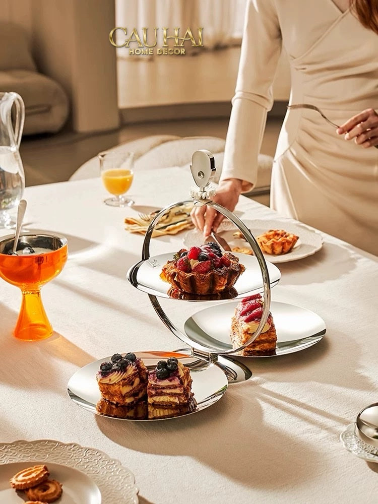 HOME COUTURE - KHAY FRUIT & DESSERT ATELIER HARLEQUIN LMT – CRYSTAL STEEL TRAY - CẬU HAI HOME DECOR