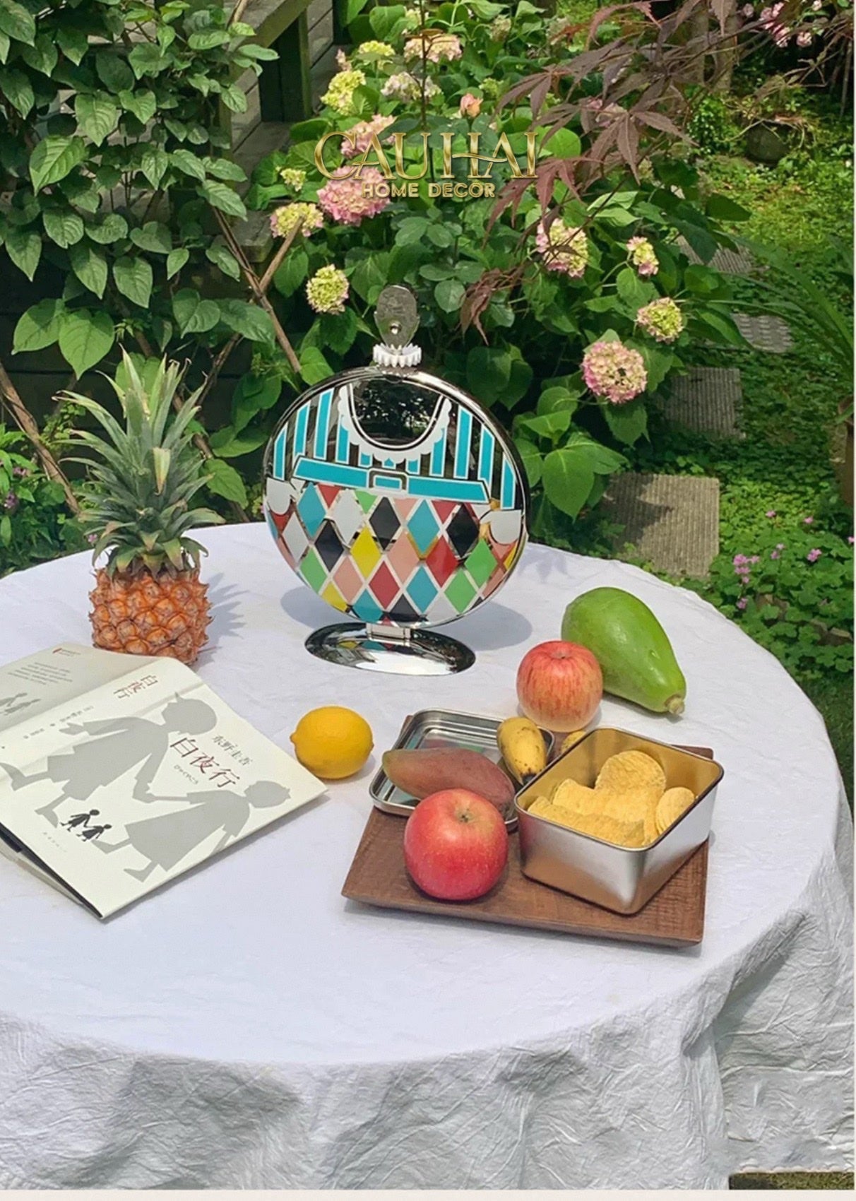 HOME COUTURE - KHAY FRUIT & DESSERT ATELIER HARLEQUIN LMT – CRYSTAL STEEL TRAY - CẬU HAI HOME DECOR